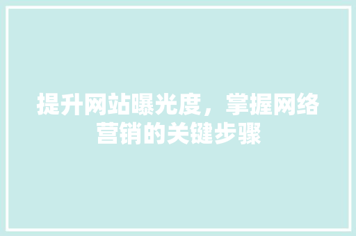 提升网站曝光度，掌握网络营销的关键步骤