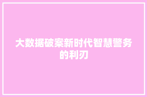 大数据破案新时代智慧警务的利刃