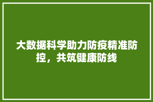 大数据科学助力防疫精准防控，共筑健康防线