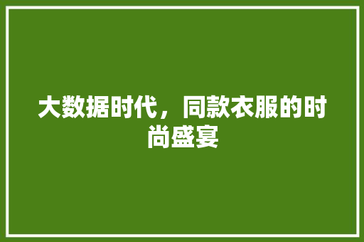 大数据时代，同款衣服的时尚盛宴