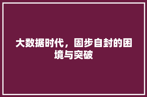 大数据时代，固步自封的困境与突破