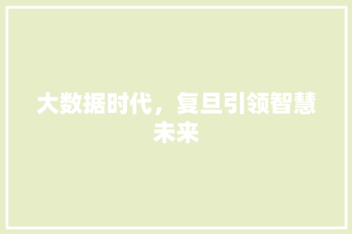 大数据时代，复旦引领智慧未来