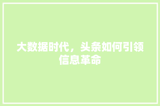 大数据时代，头条如何引领信息革命