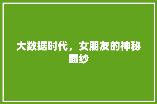 大数据时代，女朋友的神秘面纱