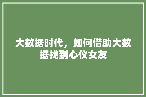 大数据时代，如何借助大数据找到心仪女友
