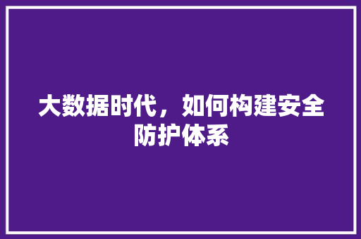 大数据时代，如何构建安全防护体系