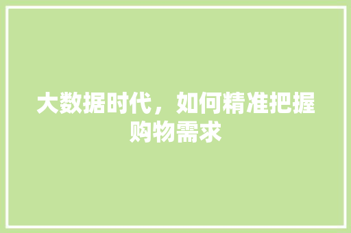 大数据时代，如何精准把握购物需求