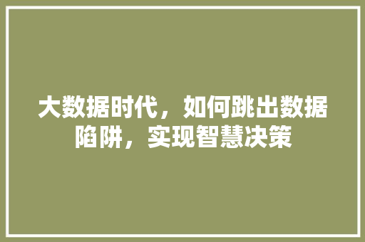 大数据时代，如何跳出数据陷阱，实现智慧决策