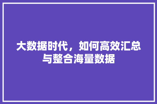 大数据时代，如何高效汇总与整合海量数据