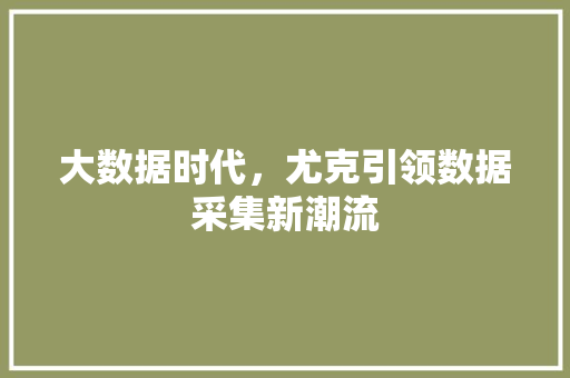 大数据时代，尤克引领数据采集新潮流