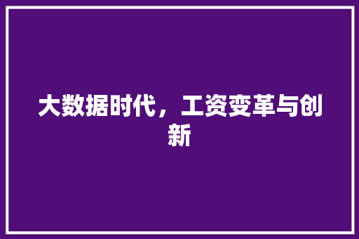 大数据时代，工资变革与创新