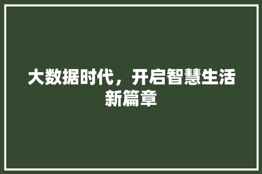 大数据时代，开启智慧生活新篇章