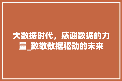 大数据时代，感谢数据的力量_致敬数据驱动的未来