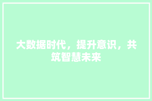 大数据时代，提升意识，共筑智慧未来