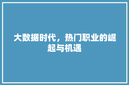 大数据时代，热门职业的崛起与机遇