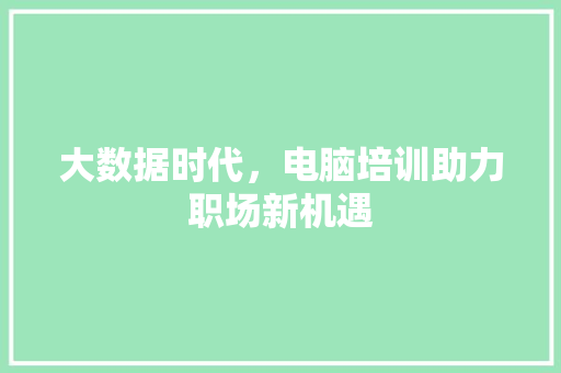 大数据时代，电脑培训助力职场新机遇