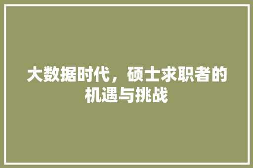 大数据时代，硕士求职者的机遇与挑战