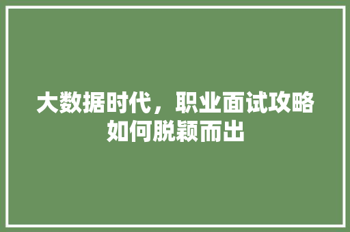 大数据时代，职业面试攻略如何脱颖而出