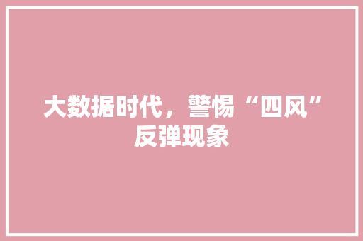 大数据时代，警惕“四风”反弹现象