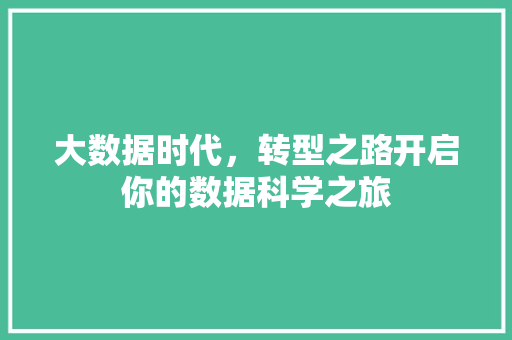 大数据时代，转型之路开启你的数据科学之旅