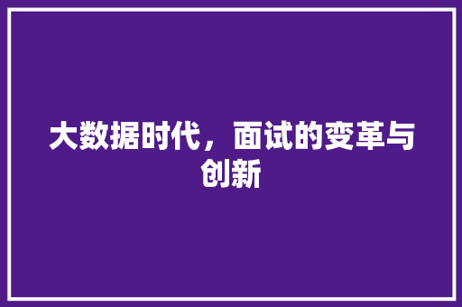 大数据时代，面试的变革与创新