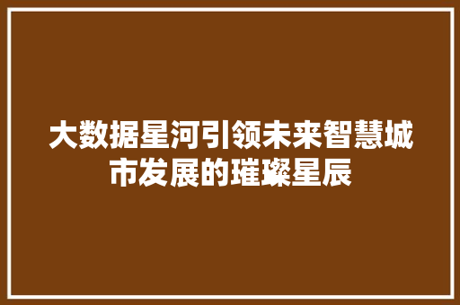大数据星河引领未来智慧城市发展的璀璨星辰