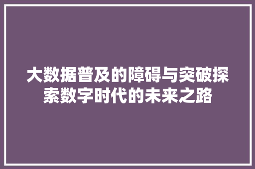 大数据普及的障碍与突破探索数字时代的未来之路