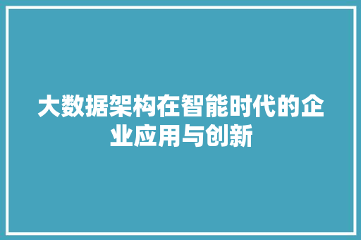 大数据架构在智能时代的企业应用与创新 SEO教程