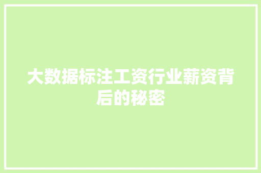 大数据标注工资行业薪资背后的秘密 WordPress教程