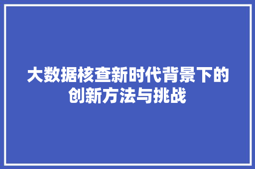 大数据核查新时代背景下的创新方法与挑战 服务器/数据库