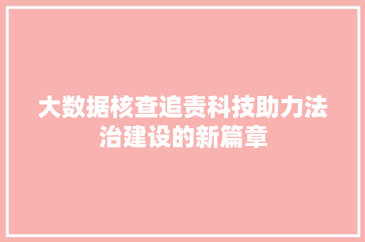 大数据核查追责科技助力法治建设的新篇章