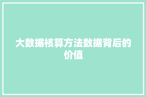 大数据核算方法数据背后的价值