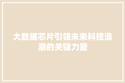 大数据芯片引领未来科技浪潮的关键力量