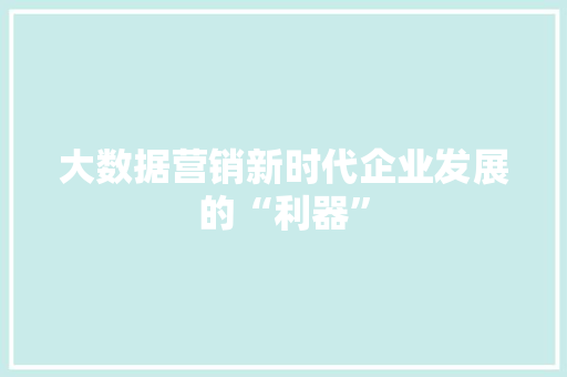 大数据营销新时代企业发展的“利器”