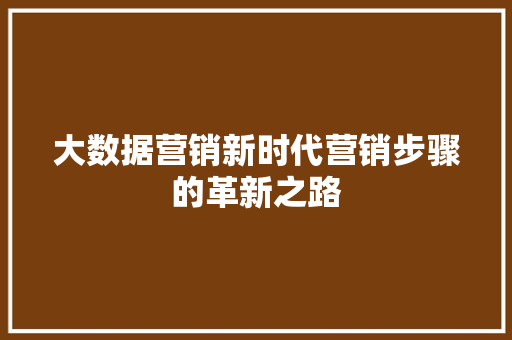 大数据营销新时代营销步骤的革新之路