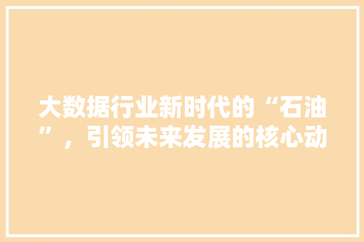 大数据行业新时代的“石油”，引领未来发展的核心动力