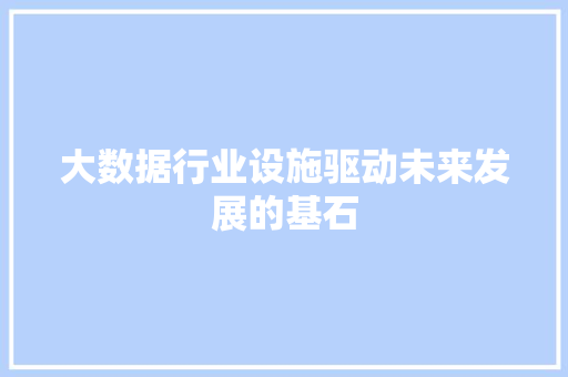 大数据行业设施驱动未来发展的基石