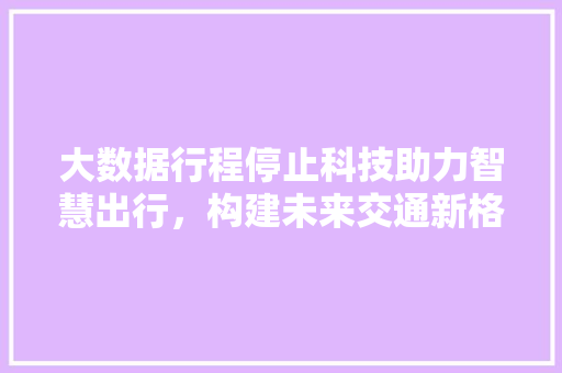大数据行程停止科技助力智慧出行，构建未来交通新格局