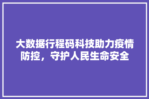 大数据行程码科技助力疫情防控，守护人民生命安全