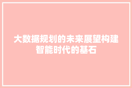 大数据规划的未来展望构建智能时代的基石
