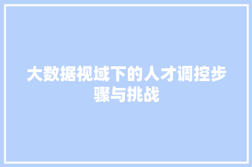 大数据视域下的人才调控步骤与挑战