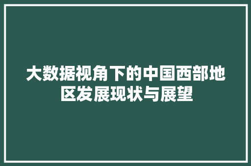 大数据视角下的中国西部地区发展现状与展望