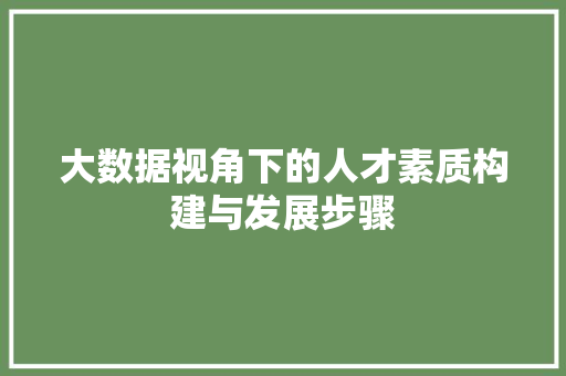 大数据视角下的人才素质构建与发展步骤