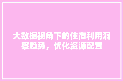 大数据视角下的住宿利用洞察趋势，优化资源配置