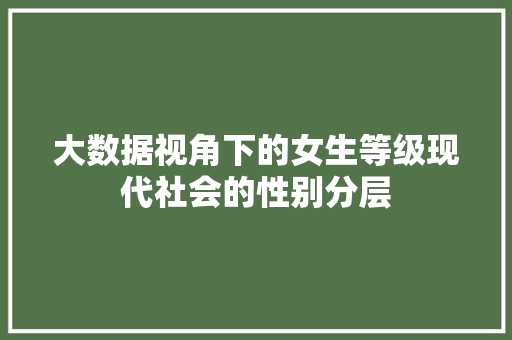 大数据视角下的女生等级现代社会的性别分层