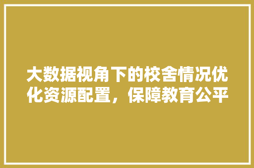 大数据视角下的校舍情况优化资源配置，保障教育公平