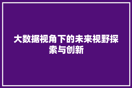 大数据视角下的未来视野探索与创新