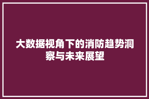 大数据视角下的消防趋势洞察与未来展望