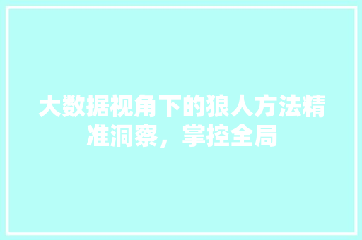 大数据视角下的狼人方法精准洞察，掌控全局
