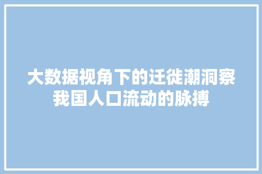 大数据视角下的迁徙潮洞察我国人口流动的脉搏
